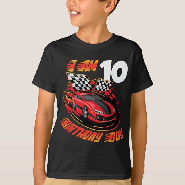 Camiseta Coche de Race 10.º coche de Carreras de 10 años (Anverso)