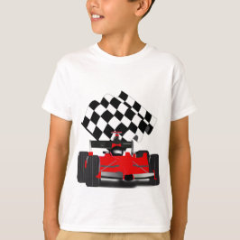 Camiseta Coche de raza roja con bandera verificada