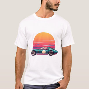 Camiseta Coche de vintage en la puesta de sol