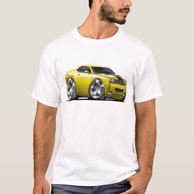 Camiseta Coche del amarillo del desafiador de Dodge (Anverso)