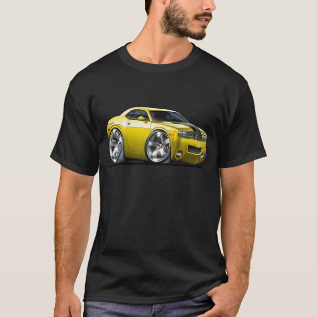 Camiseta Coche del amarillo del desafiador de Dodge (Anverso)