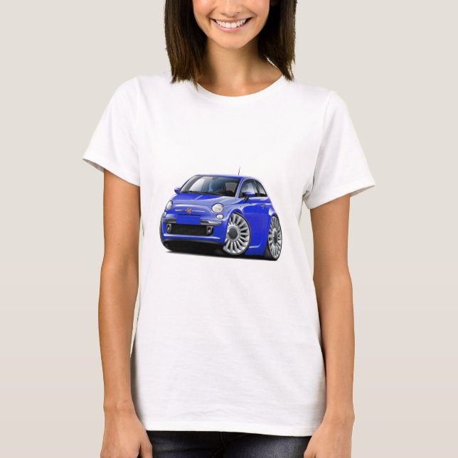 Camiseta Coche del azul de Fiat 500 (Anverso)