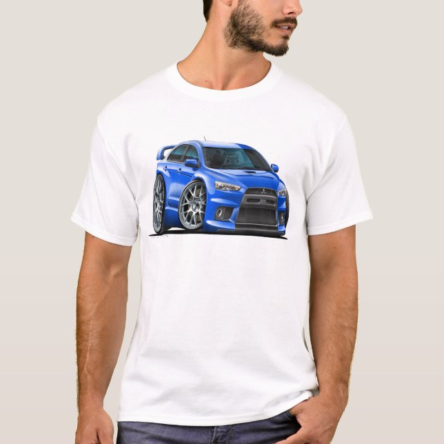 Camiseta Coche del azul de Mitsubishi Evo (Anverso)