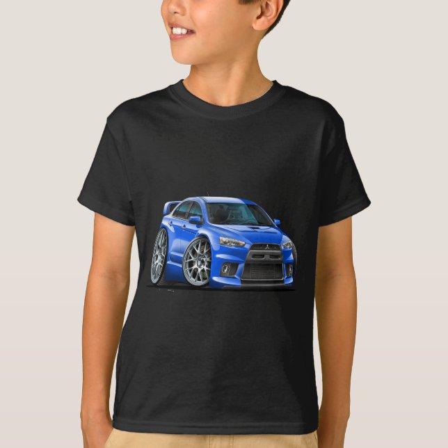 Camiseta Coche del azul de Mitsubishi Evo (Anverso)