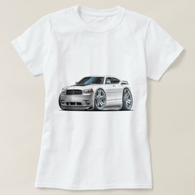 Camiseta Coche del blanco de Daytona del cargador de Dodge (Diseño del anverso)