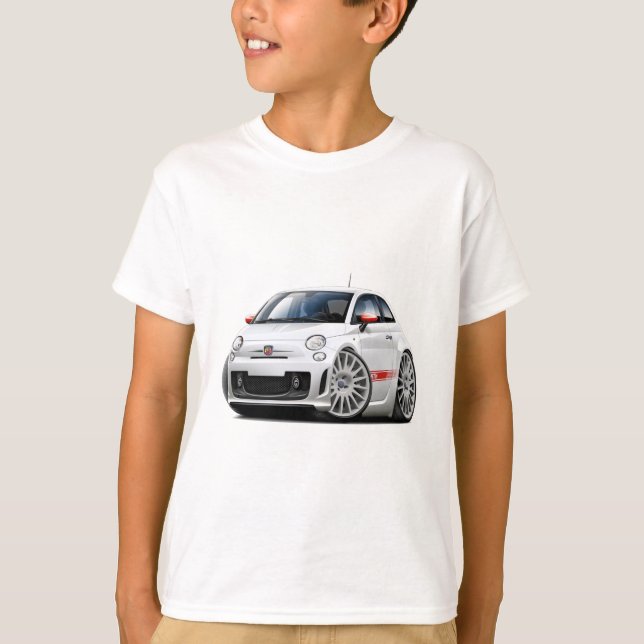 Camiseta Coche del blanco de Fiat 500 Abarth (Anverso)