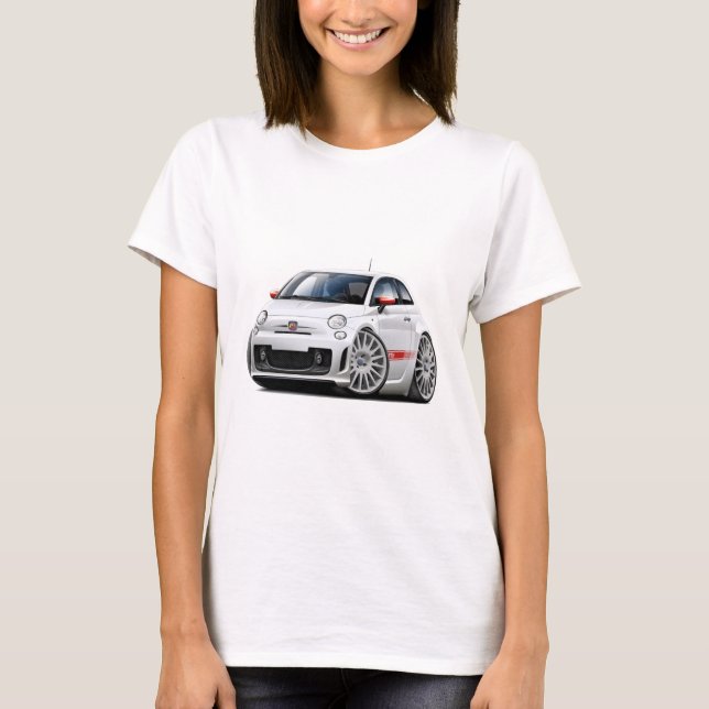 Camiseta Coche del blanco de Fiat 500 Abarth (Anverso)