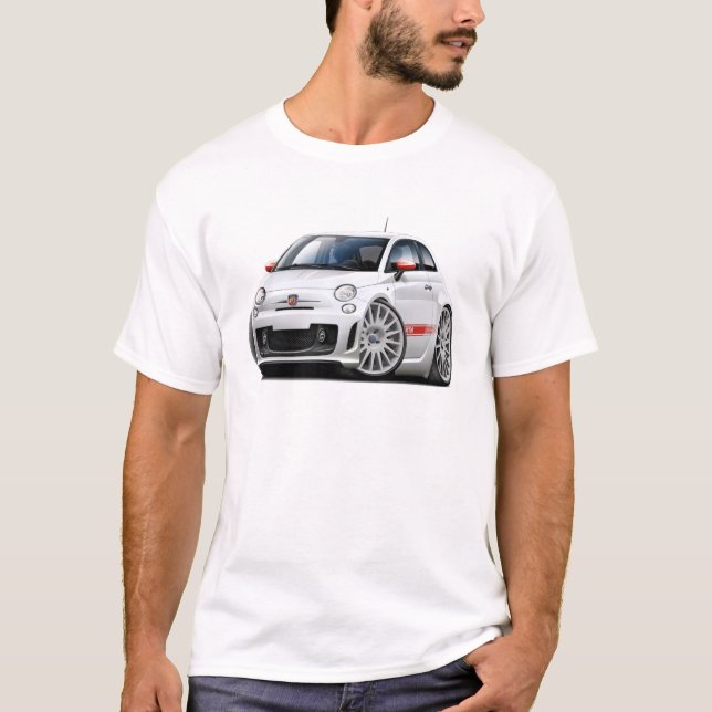 Camiseta Coche del blanco de Fiat 500 Abarth (Anverso)