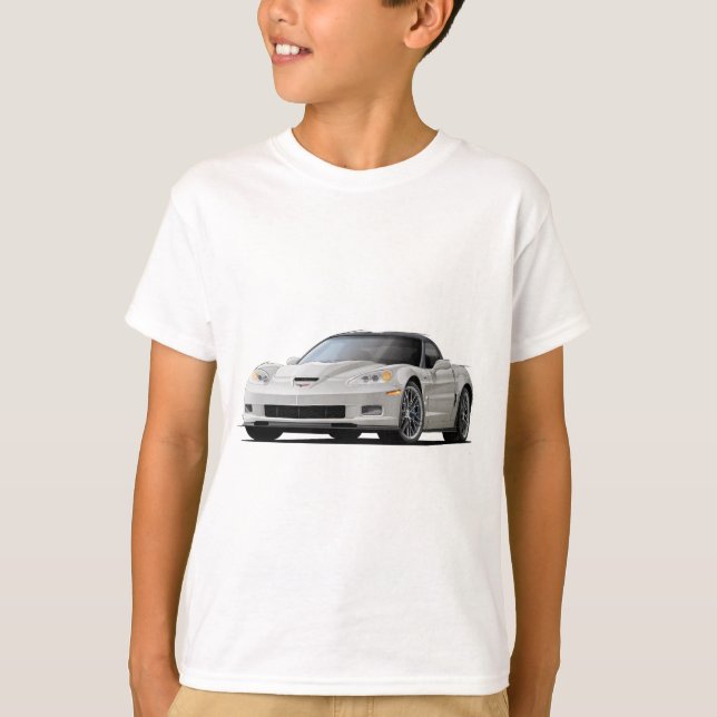 Camiseta Coche del blanco del Corvette ZR1 (Anverso)