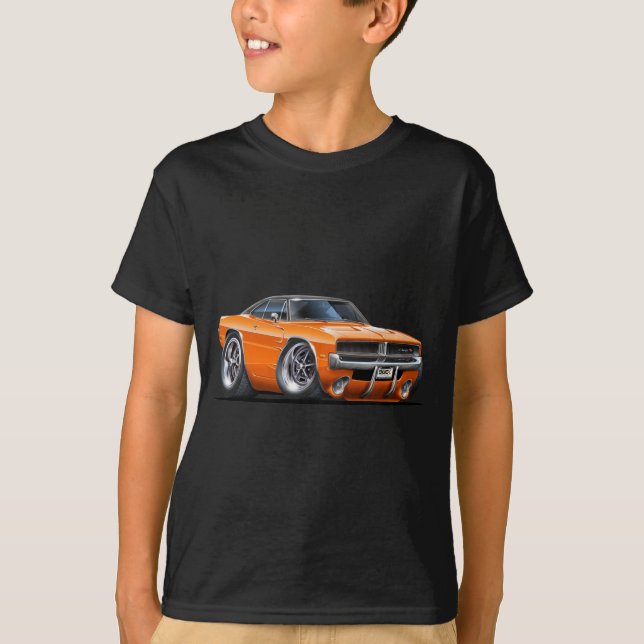 Camiseta Coche del naranja del cargador de Dodge (Anverso)