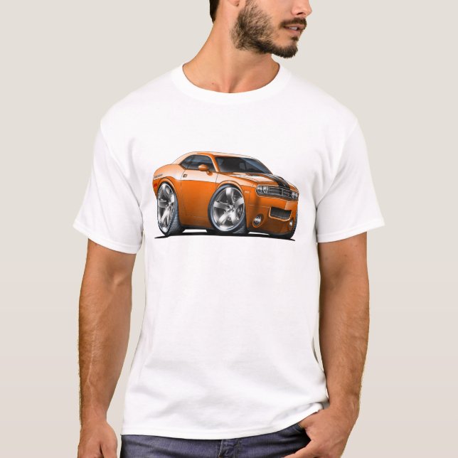 Camiseta Coche del naranja del desafiador de Dodge (Anverso)