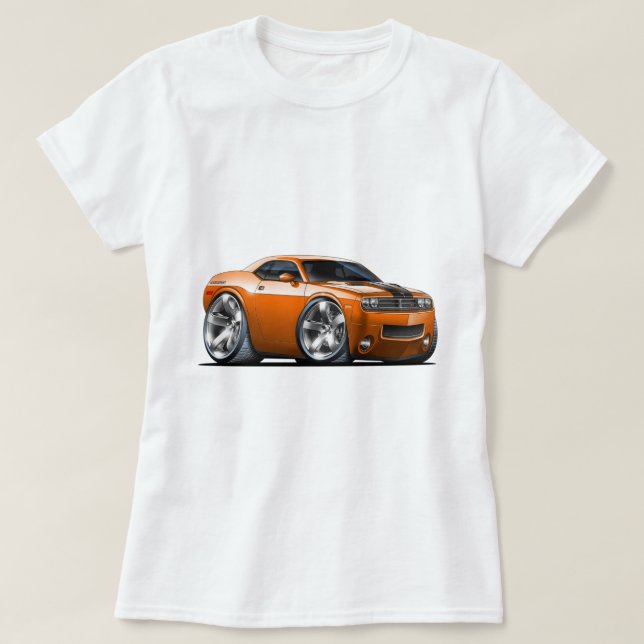 Camiseta Coche del naranja del desafiador de Dodge (Diseño del anverso)