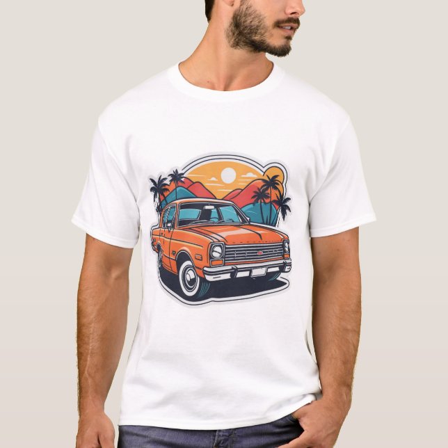 Camiseta Coche del Naranja del motor de fuego (Anverso)