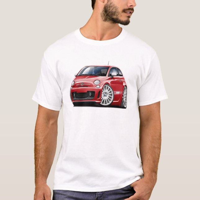 Camiseta Coche del rojo de Fiat 500 Abarth (Anverso)