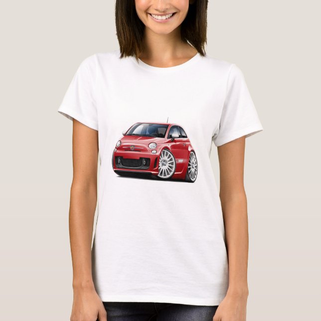 Camiseta Coche del rojo de Fiat 500 Abarth (Anverso)