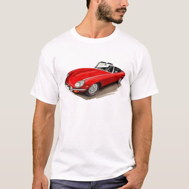 Camiseta Coche del rojo de Jaguar XKE (Anverso)