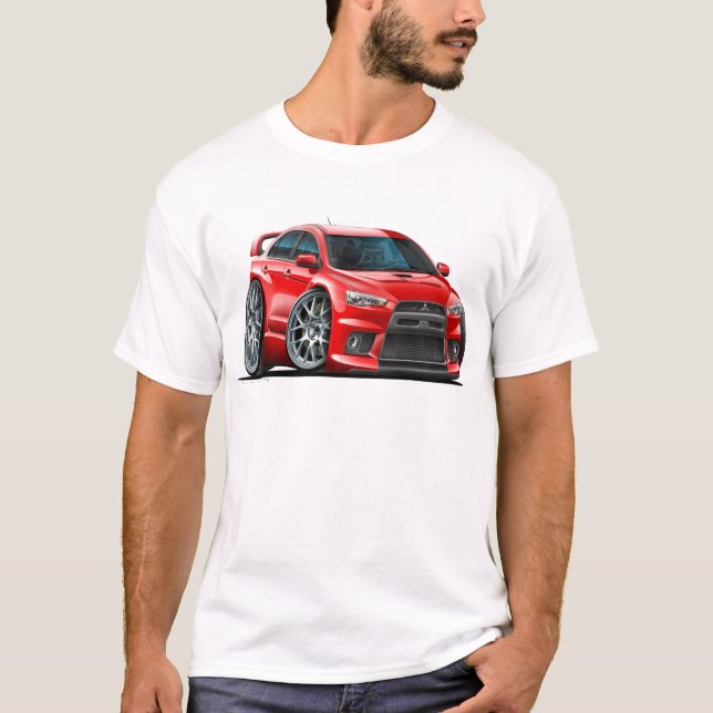 Camiseta Coche del rojo de Mitsubishi Evo (Anverso)