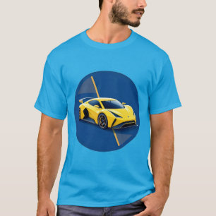 Camiseta Coche deportivo amarillo sobre fondo azul