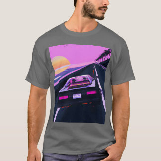 Camiseta Coche deportivo con estética Vaporwave conduciendo