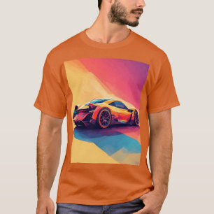 Camiseta Coche deportivo en estilo de arte geométrico con c