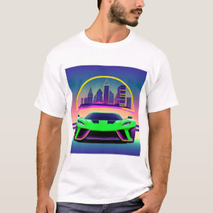 Camiseta Coche deportivo futurista en un vibrante paisaje u