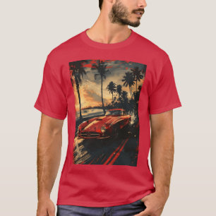 Camiseta Coche deportivo Mercedes Sunset Drive amigos retro