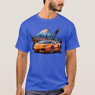Camiseta Coche deportivo Mt Fuji Fondo chico retro