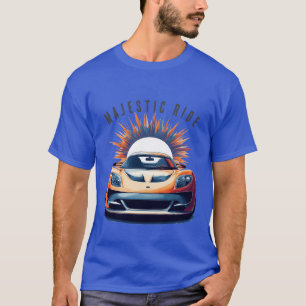 Camiseta Coche deportivo naranja dinámico con explosión sol