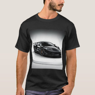 Camiseta Coche deportivo negro elegante en una exhibición g