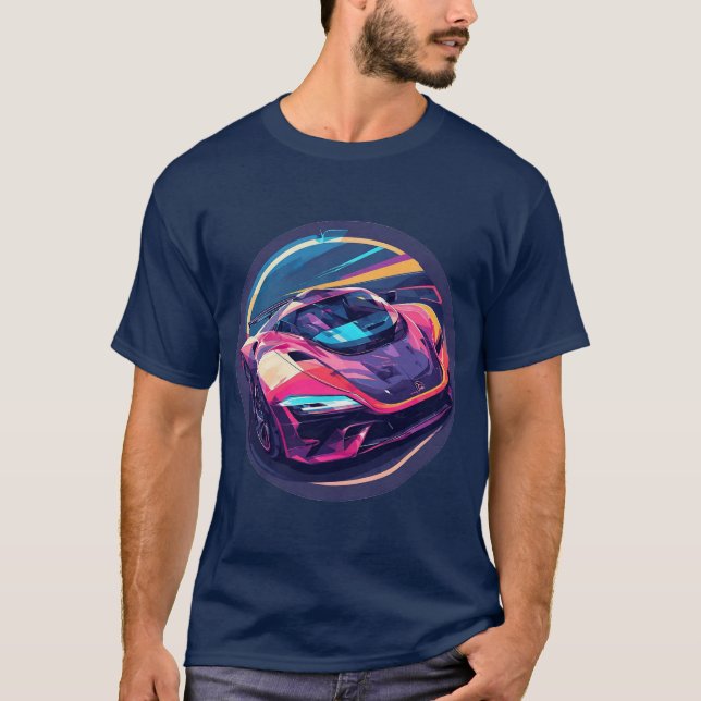 Camiseta Coche deportivo renderizado con vibrantez (Anverso)