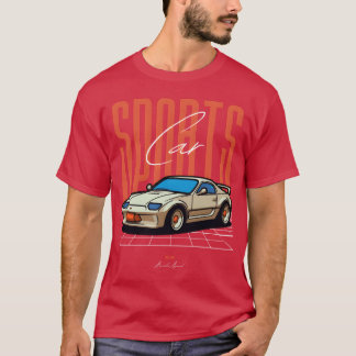 Camiseta Coche deportivo retro en cuadrícula de neón chico