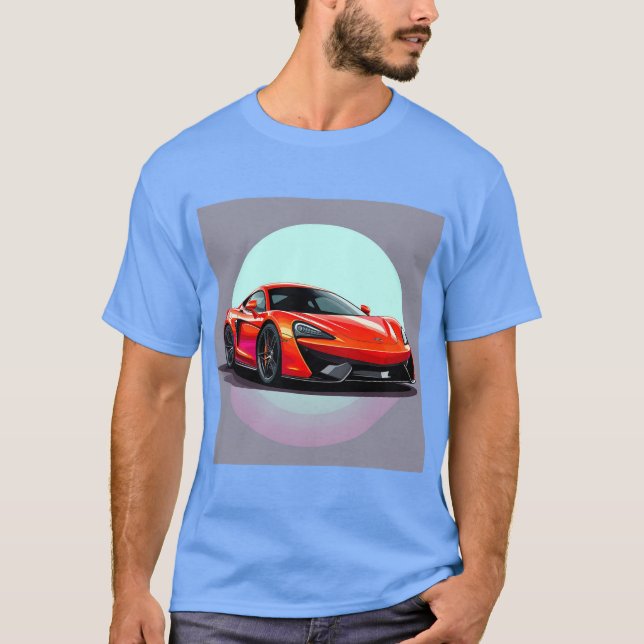 Camiseta Coche deportivo rojo con fondo futurista (Anverso)