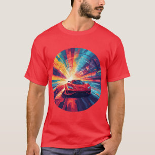 Camiseta Coche deportivo rojo vibrante en un diseño en espi