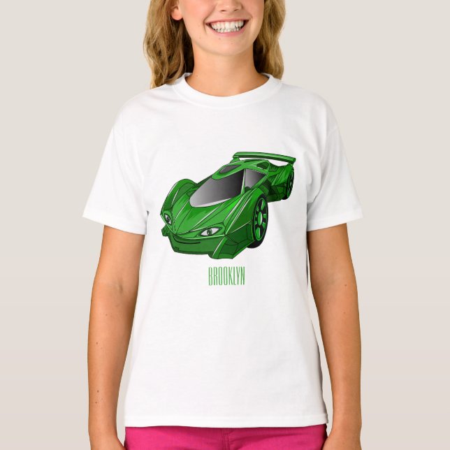 Camiseta Coche deportivo verde con ilustración de perfil ae (Anverso)