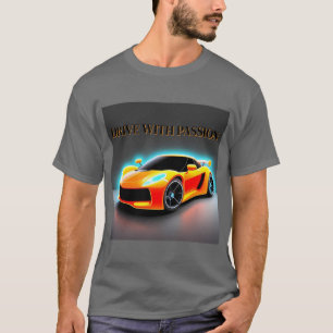 Camiseta Coche deportivo vibrante con brillo de neón