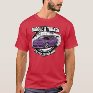 Camiseta Coche Drift Morado con amigos del lema de velocida