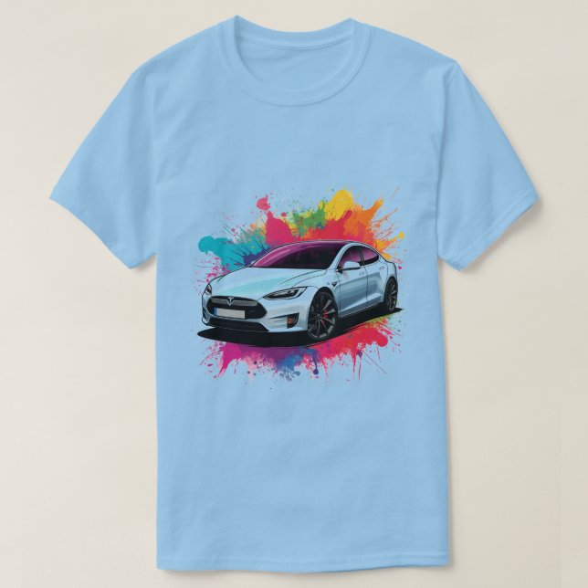 Camiseta Coche eléctrico moderno (Diseño del anverso)