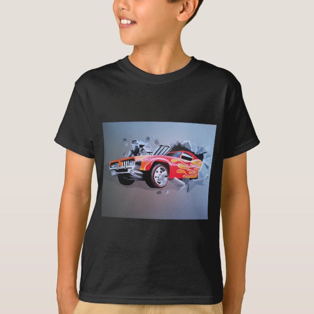 Camiseta Coche estrellado a través de la pared (Anverso)