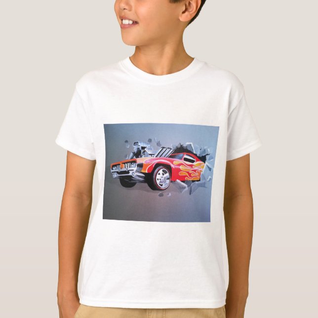 Camiseta Coche estrellado a través de la pared (Anverso)