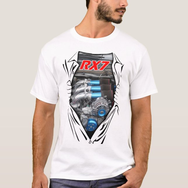 Camiseta Coche Guay Mazda RX7 Rotary Power Drag Carreras (Anverso)