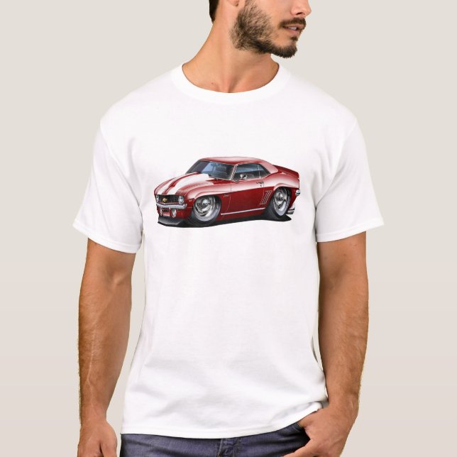 Camiseta Coche Marrón-Blanco 1969 de Camaro SS (Anverso)