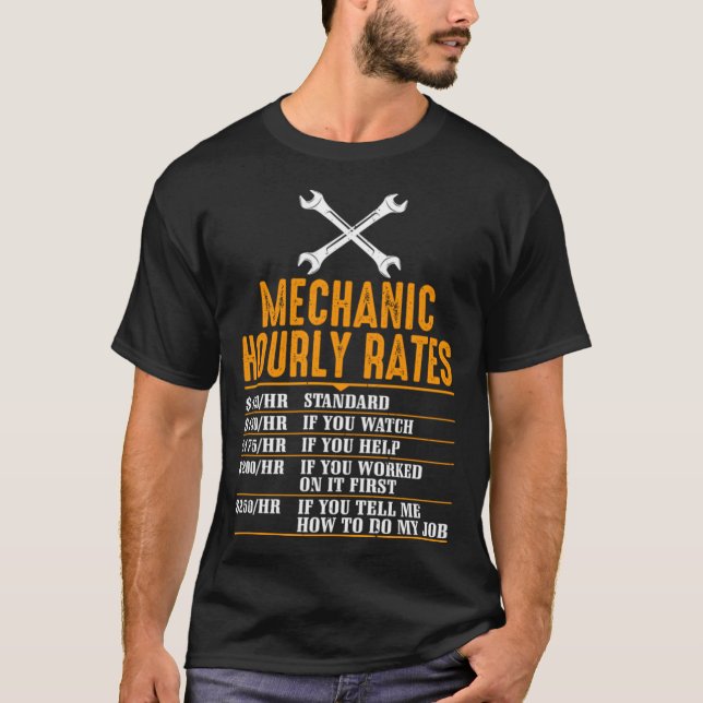 Camiseta Coche Mecánico Tarifas Horarias Funny Labor Mecáni (Anverso)