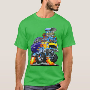 Camiseta Coche muscular clásico Hotrod llamas gran motor