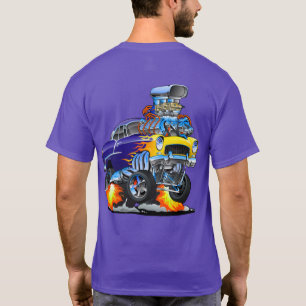 Camiseta Coche muscular clásico Hotrod Llamas Gran motor