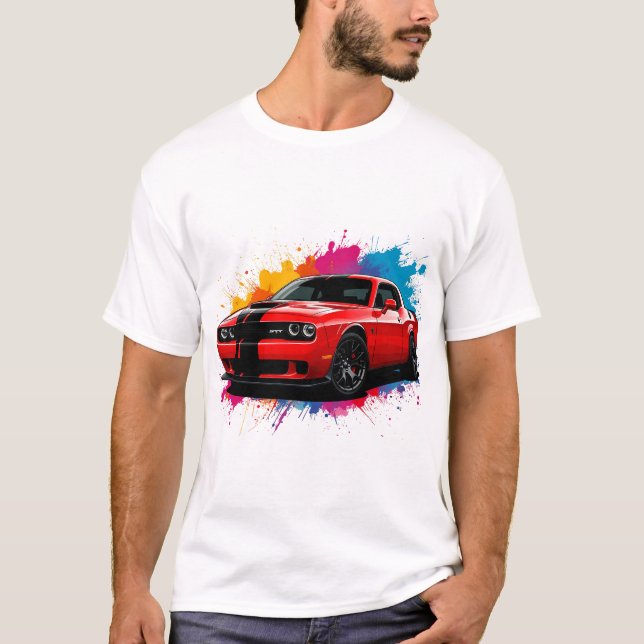 Camiseta Coche muscular rojo vibrante (Anverso)
