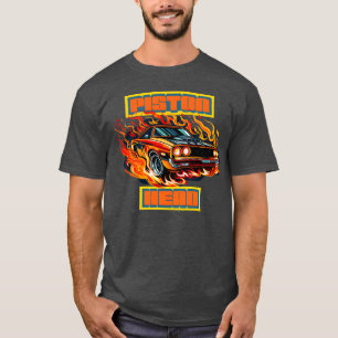 Camiseta Coche Musculoso y Llamas Diseño de Merch de Cabeza