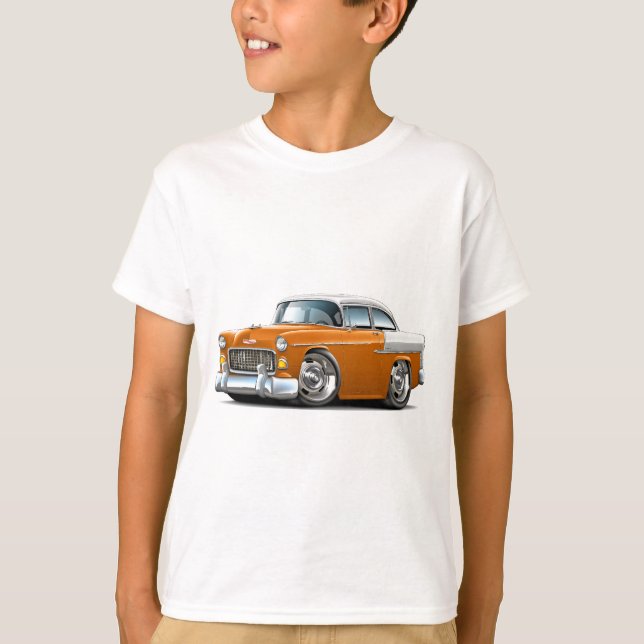 Camiseta Coche Naranja-Blanco 1955 de Chevy Belair (Anverso)
