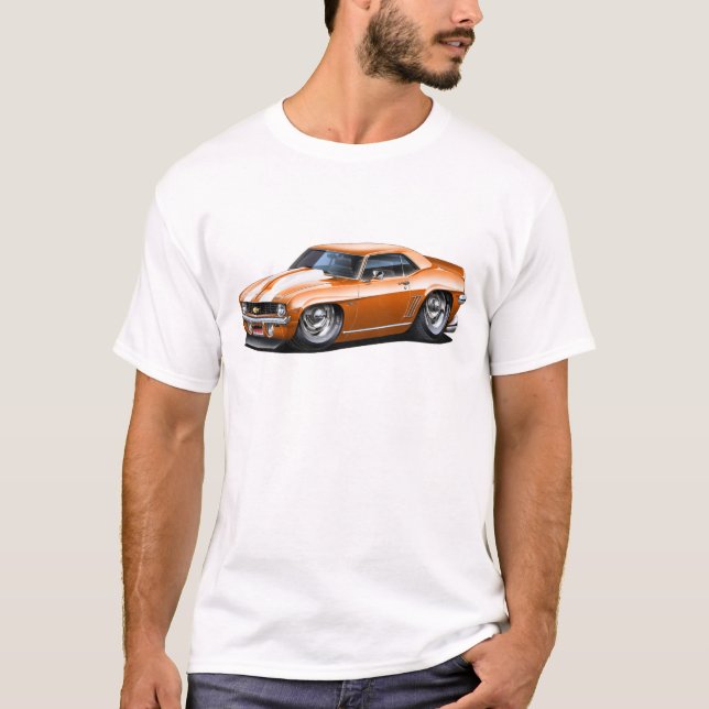 Camiseta Coche Naranja-Blanco 1969 de Camaro SS (Anverso)