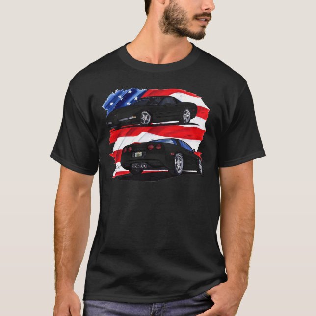 Camiseta Coche negro 1998-04 del Corvette (Anverso)