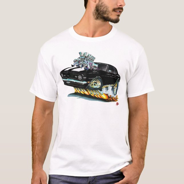Camiseta Coche Negro-Blanco 1968 de Camaro SS (Anverso)